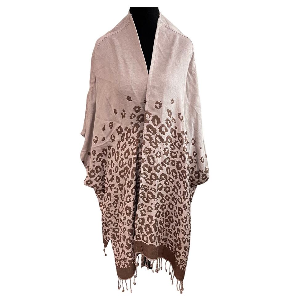 Colleen Lopez XL 1X Reversible Leopard Print Kimono with‎ Fringe NWT